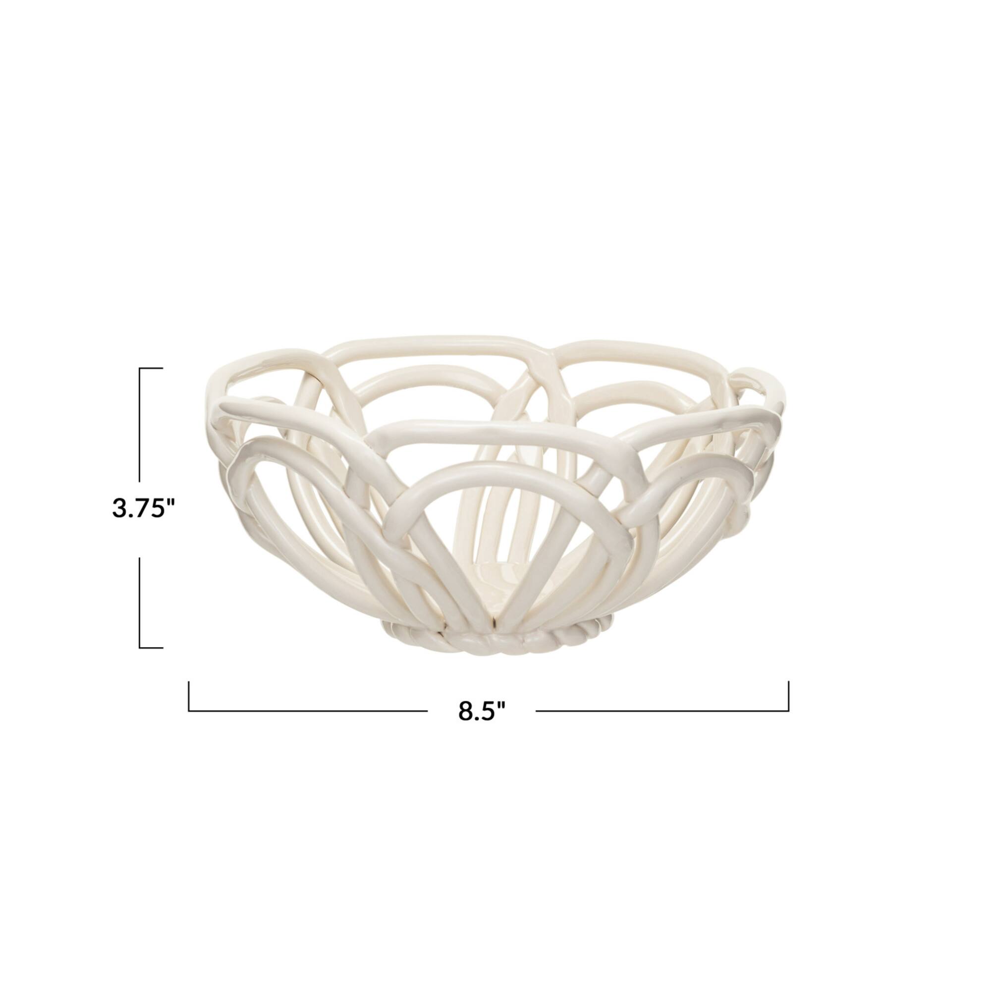 Hello Honey® 8.5" White Round Handmade Stoneware Bread Basket
